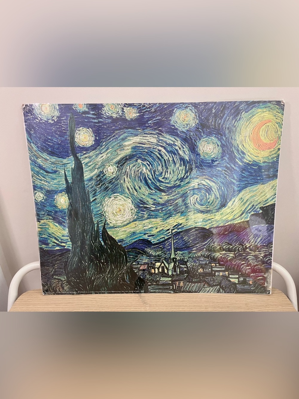 Starry Night Inspired Canvas Print in Blue and Cream
